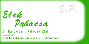 elek pahocsa business card